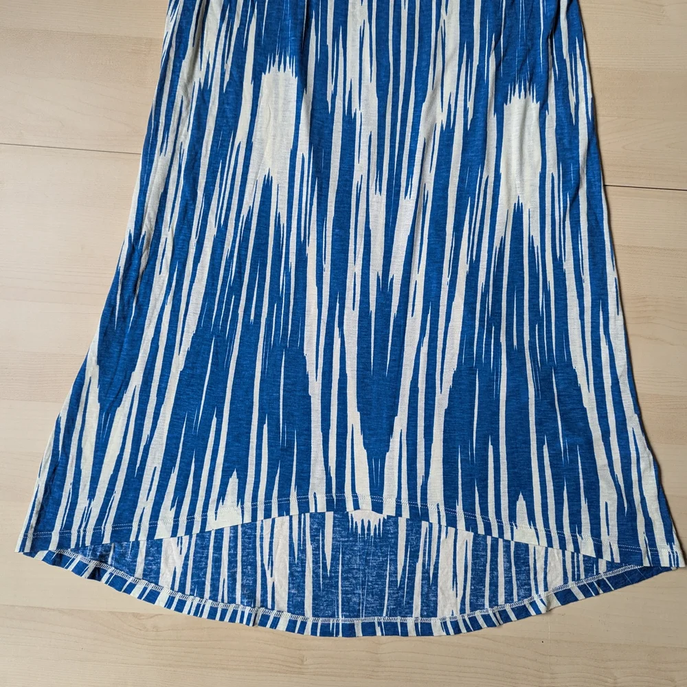 Velvet by Graham & Spencer High Low Sleeveless Blue and White‎ Dress Made In USA - Picture 4 of 12